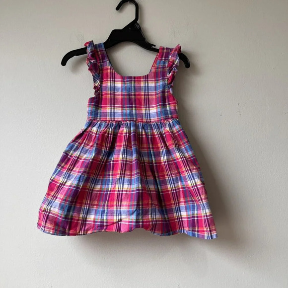 Ralph Lauren Baby Girls Sleeveless Plaid Dress With Ruffle Detail - Picture 1 of 3